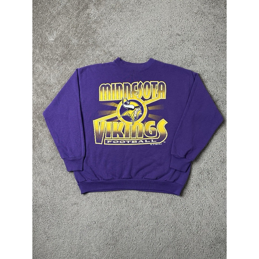 Vintage Mens Sweatshirt NFL 1995 Minnesota Vikings Logo 7, Made in USA, Size L